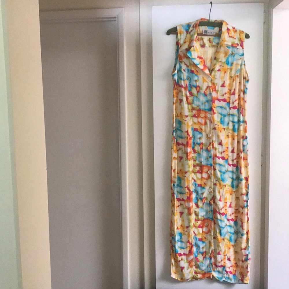 Long spring summer dress, Hawaiian colors